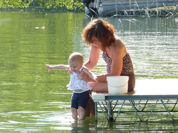 grandma lydia Grandma dipping Lydia in the Lake