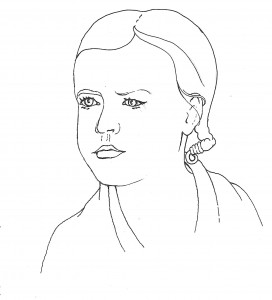 Drawing of Ruthie with wet hair
