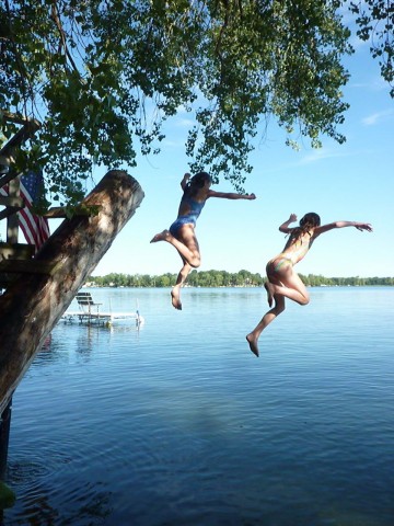 Helen and Claire jumping