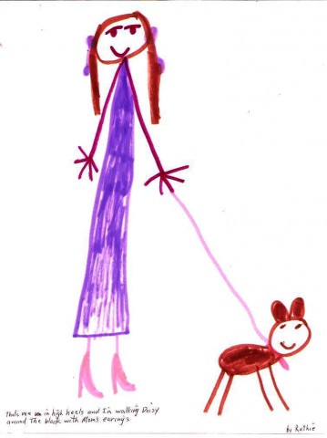 Ruthie drawing of her and Daisy