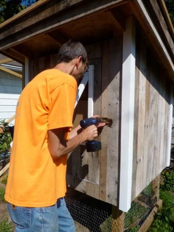Your author installing the door latch
