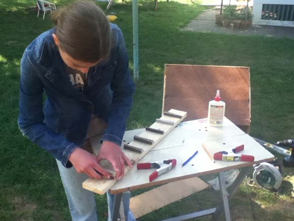 Helen making a chicken ramp